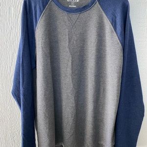 Orvis Raglan Mens Shirt Large Long Sleeve Baseball Tee Blue Classic Collection